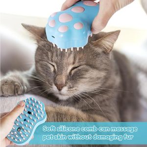 Rechargeable Steam Cat Brush, Paw-Shaped Silicone Groomer