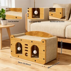 Large Cat Scratcher Sofa with 2 Teaser Balls, 56 cm