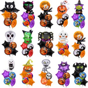 New Halloween Five-piece Pumpkin Head Ghost Black Cat Aluminum Film Balloon