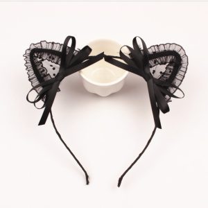 Hairpin Black Lace Cat Ears Web Celebrity Live