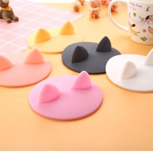Silicone Cat Ears Round Non-toxic Universal Water Cup Lid