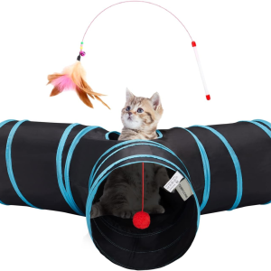 Pet Cat Tunnel Tube Toys 3 Way Collapsible, Tunnels For Indoor Cats, Interactive Tube With