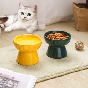 Anti-Tip Ceramic Cat Bowl, Elevated