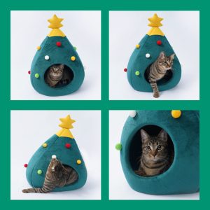 Christmas Tree Pet Bed Winter Warm Pet Nest Cat House pet supplies