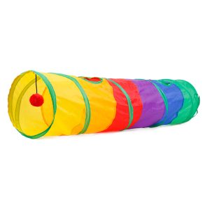 Collapsible Rainbow Cylinder Cat Play Tunnel