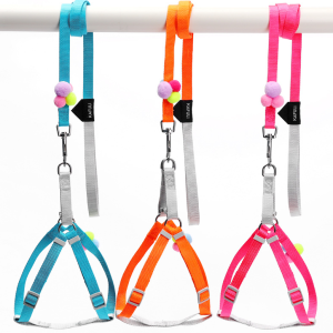 Colorful Fluffy Ball Cat Traction Rope Small And Medium-Sized Chest Harness Walking Rope Cat Rope