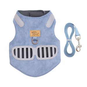 Soft Suede Cat Harness Traction Rope