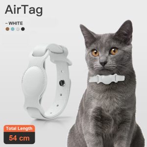 Anti-lost Device Cat Pet Collar Chain Leather Case