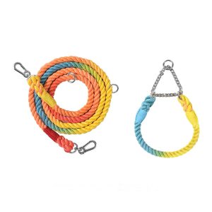 Cat Harness Woven Rainbow Double Head Leash