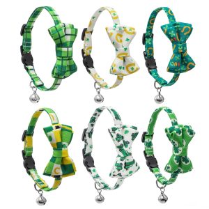 Irish Festival Plaid Bow Cat Collar