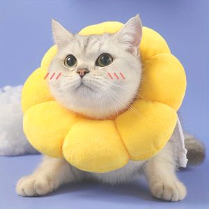Cat Small Recovery Collar, Cute Sunflower Neck Cone After Surgery, Adjustable Pet E Collar, Wound Healing Protective Cone Surgery Recovery Elizabethan Collars