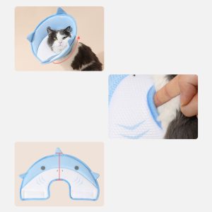 Soft Cat Recovery Collar Cat Cone Collar Nonwoven Fabric Elizabethan Collar Loops-Protective Wound Healing Specially Designed For Cats And – Easy To Eat And Drink