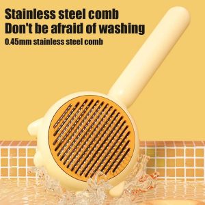 Pet Hair Cleaner Brush Cat Grooming Brush With Release Button Pet Hair Cleaner Brush Cat Grooming Brush Long Or Short Hair Cat Pet Massage BrushesComb For Cat