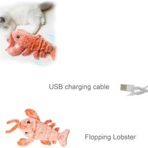 Flopping Lobster Toy For Cats And Small – Catnip Infused Kitten Toys For Indoor Fun – Chew And Kicker Toy USB-Rechargeable And Washable Design Its Soft Construction Multiple Features And Appea