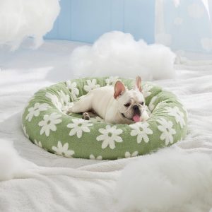Lesure Cat Beds For Indoor Cats – Round Cat Bed Donut Small Bed Calming Pet Beds, Cute Modern Beds With Jacquard Shaggy Plush & Anti Slip Bottom