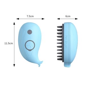 Steamy Cat Brush – 3-in-1 Whale-Shaped Cat Steam Brush, Pet Massage Comb Cat Brush Fast Foaming Spray Bath De-Float Hair Cleaning Massage Grooming Brush