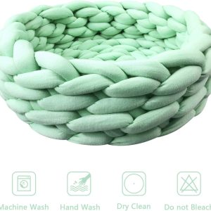 Cat Basket Bed Cotton Knitted Round Pet Beds For Cats Cute Boho Cat Pet Bed Warm Woven Cat Nest For Kitten Cat