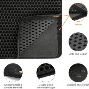 Cat Litter Mat Cat Litter Trapping Mat Honeycomb Double Layer Design Urine And Water Proof Material Scatter Control Less Waste Easier To Clean Washable