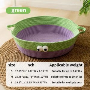 Scratch Cat Bed For Indoor Cats Woven Cotton Rope Cat Beds Round Pet Bed For And Kitten Washable Small Bed Nest Beds For Cats Kitties Pets