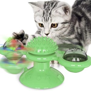 Animal Doll  Stuffed Cat Pet  Catnip Grass Toy Interactive Windmill Cat Toys With Catnip  Cat Toys For Indoor Cats Funny Kitten Toys With LED Light Ball Suction Cup Cat Nip Toy For Cat Chew Exerc