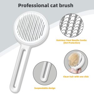 Cat Brush With Release Button Cat Brushes For Indoor Cats Shedding Cat Hair Brush For Long Or Short Haired Cats Cat Grooming Brush Cat Comb For Cat Massage Self Cleaning Brush Removes Loose Fur