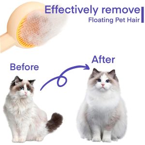 Cat Grooming Brushes Pet Hair Cleaner Brush Pet Massage Brushes For Cat With Self-Cleaning Button Pet Shedding Brush For Removing Tangles Loose Fur