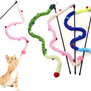 Cat Toys Plush Srtip Cat Wands Interactive Cat Toys Colorful Cat Teaser Wands Interactive Cat Toys For All Breed Sizes