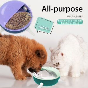 Kitten Milk Feeder Cat Drinker Bottle Feeder 4 Teats Multiple Kittens Breastfeeding Bubble Milk Bowl