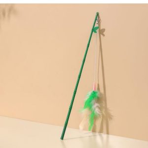 Interactive Cat Teaser Wand with Feather and Bell