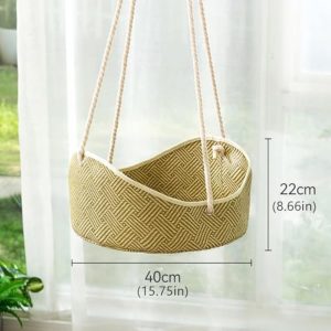 Breathable Cat Hammock – Rattan Crafted Cat Cage With Metal Hooks – Indoor Outdoor Pet Bed- Comfortable Cat Perch For Sleeping Playing Climbing, And Lounging