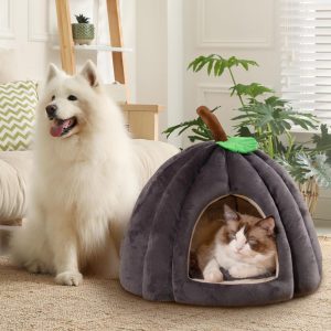 New Pumpkin Cat Bed Cat Beds For Indoor Cats Cute Pumpkin Shape Cat Cave Bed Cat Tent Halloween Cat House Bed Warm Sleeping Bed For Cats Small