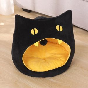Soft Warm Cat Bed Cat Shape Design Pet House Cat Kennel Cozy Bed For Small Kitten Basket For Halloween Decor