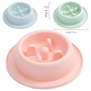 Pet Cat Slow Food Bowl Fat Help Healthy Round Anti-choking Thickened And Non-slip Multiple Colors Shapes