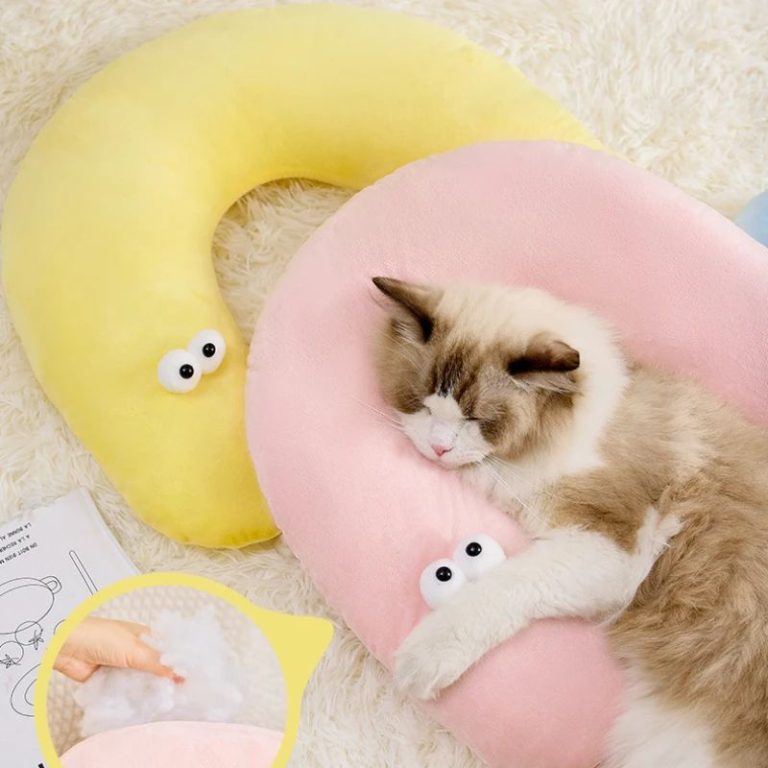 Cute Cat Eye Pillow Pet Neck Support Sleeping Pillow For All Seasons Cat Supplies Pet Accessories Kennel Cat House