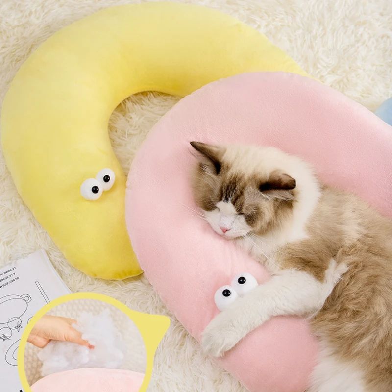 Cute Cat Eye Pillow Pet Neck Support Sleeping Pillow For All Seasons Cat Supplies Pet Accessories Kennel Cat House