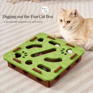 Interactive Cat Puzzle Toy With Maze Tunnel, Bell Ball & Pathways – No Batteries Needed, Durable Felt Construction – Mental Stimulation & Hunting Exercise For Indoor Cats – Pet Exercise Toy For All Br