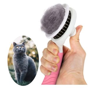 Self Cleaning Slicker Brush – Cat Brush Skin-Friendly Deshedding Grooming Massaging Tool For Long & Short Haired Pets, Cat Hair Brushes Easy Removes Undercoat For Cat Rabbits