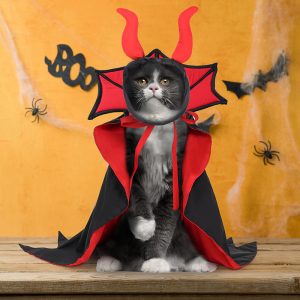 Cat Costume Halloween Vampire Cloak Hat Holiday Suit