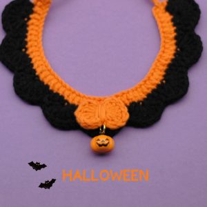 Cat Halloween Hand Crocheted Collar Adjustable Pet Photo Accessories