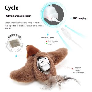 Automatic Flapping Wing Plush Cat Toy with USB