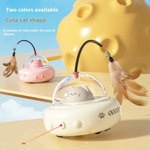 Electric UFO Cat Teaser Stick with Bell and Feather