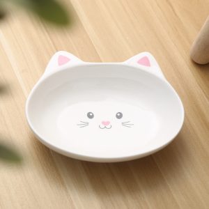 Ceramic Small Cat Face Shape Pet Food Bowl Cat Bowl Universal And Easy To Clean