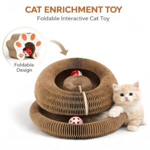 Foldable Accordion Cat Scratcher with Ball, 2-Pack