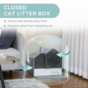 Hooded Cat Litter Box with Litter Catch Mat, Gray