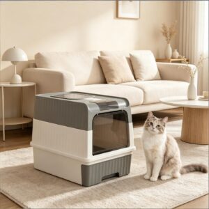 Fully Enclosed Compact Cat Litter Box