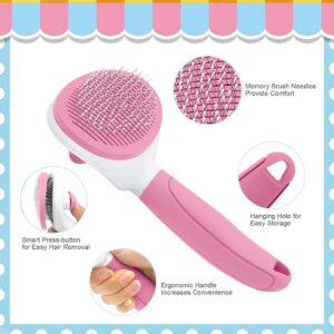 Self-Cleaning Pet Shedding Brush with Metal Comb