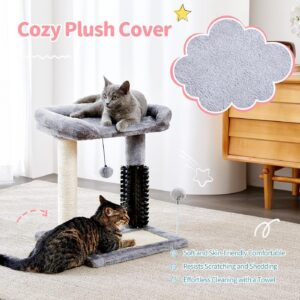 Small 4-in-1 Cat Tree with Self-Grooming Brush and Sisal Post