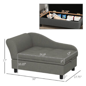 Pet Sofa Bed for Small Dogs with Storage, Gray