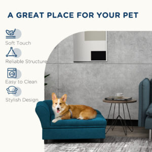 Pet Sofa Bed for Small Dogs with Storage, Dark Blue