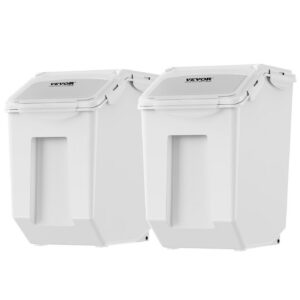 Pet Food Storage Bin, 2 x 15L Airtight with Casters